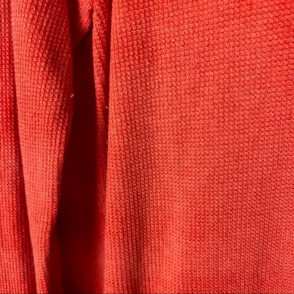 Eileen Fisher Orange Waffle Knit Thermal Organic Cotton & Cashmere Blend FLAWED - Picture 3 of 5